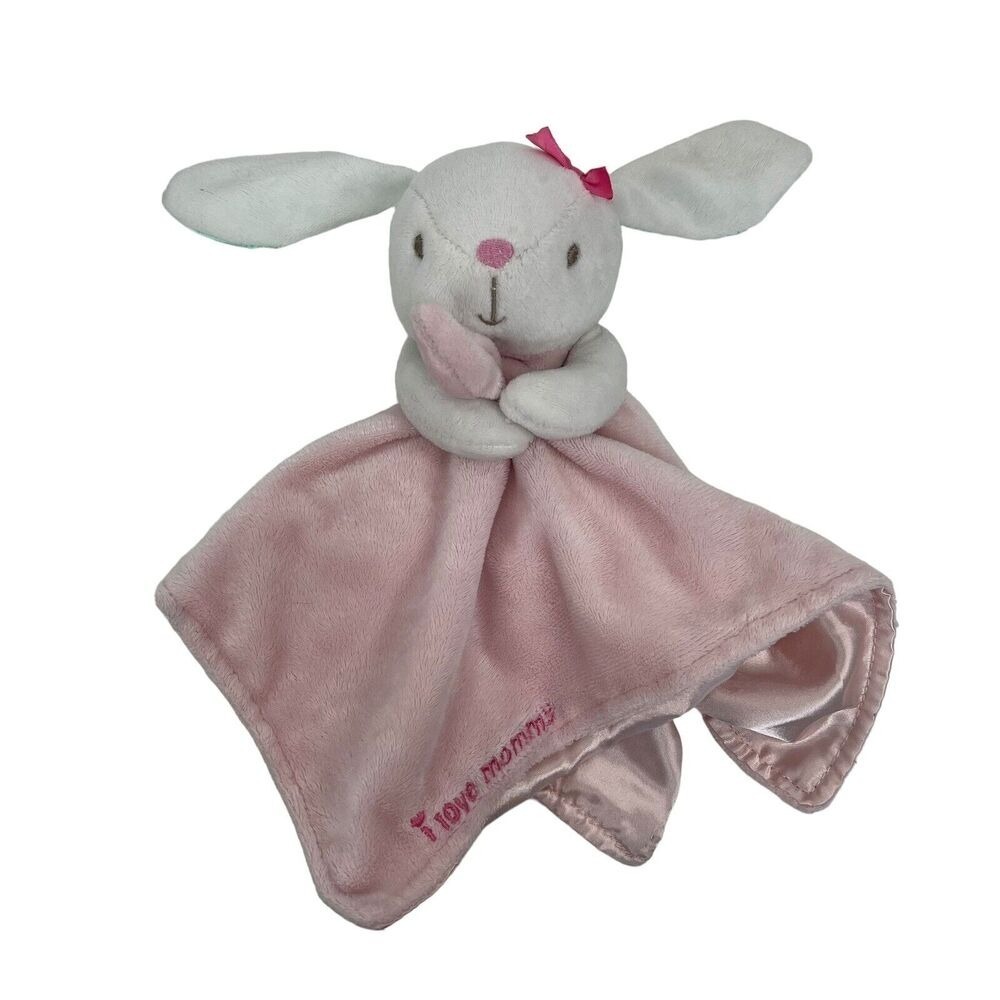 Magic Years Pink Bunny Rabbit I Love‎ Mommy Lovey Baby Security Blanket Rattle